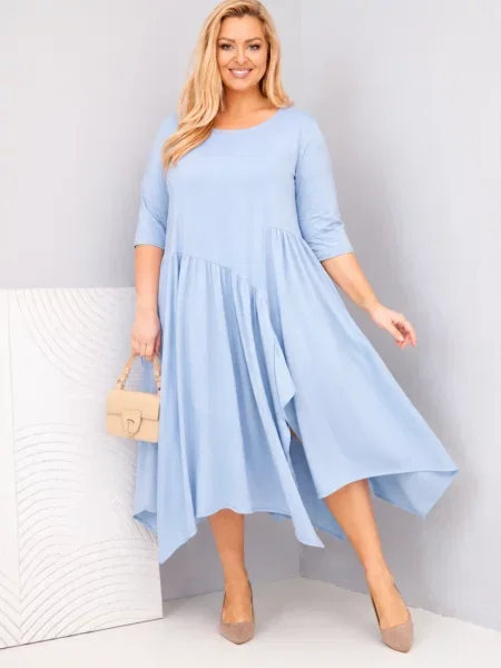 Rochie Kesi Włoski asimetrică albastru