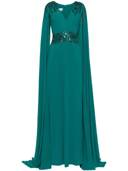 Rochie Saiid Kobeisy din crep de costum verde