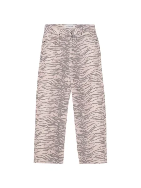 Jeansy The Ragged Priest z nadrukiem w tygrysie prążki różowe