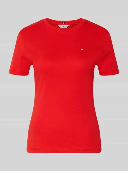 T-shirt z czystej bawełny w kroju slim fit Tommy Hilfiger pomarańczowa
