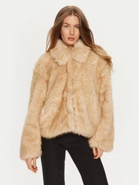 Krzneni plašč Bardot bež