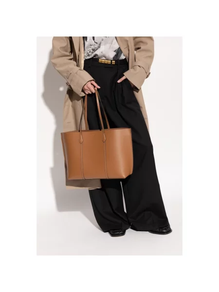 Tory Burch torebka skórzana Perry brązowy