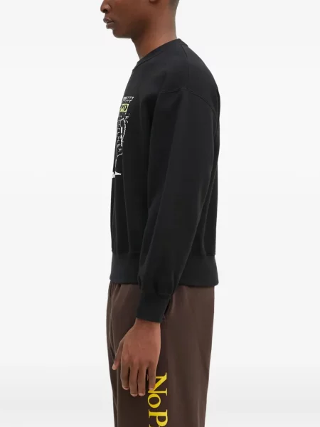 Hanorac crewneck Aries cu imagine negru