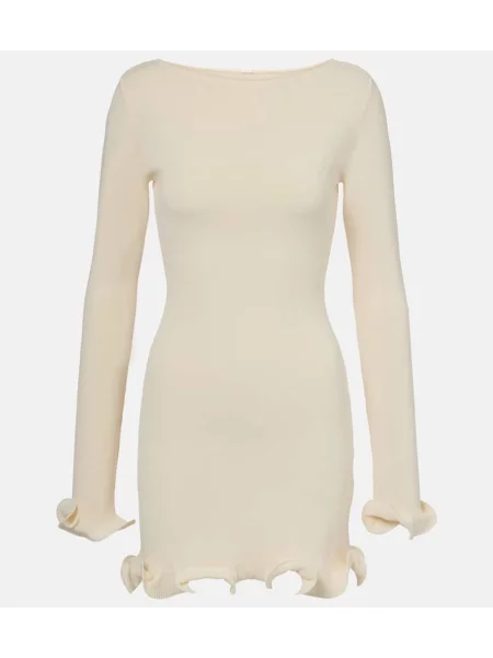 Dzianinowa sukienka Same z falbankami biała