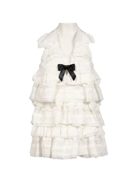 Rochie mini Shushu/tong cu volane din dantelă alb