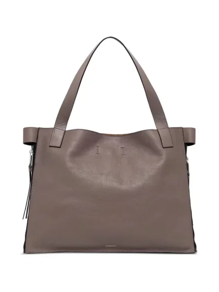 Bőr shopper táska Allsaints barna
