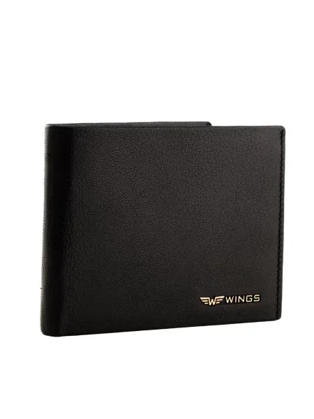 Portfel WINGS z naturalnej skóry koziej czarny