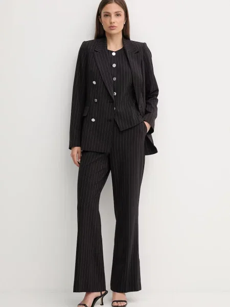 Dkny spodnie szerokie high waist czarny