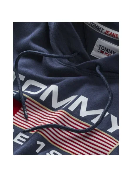 Bluza z kapturem Tommy Jeans z logo niebieska