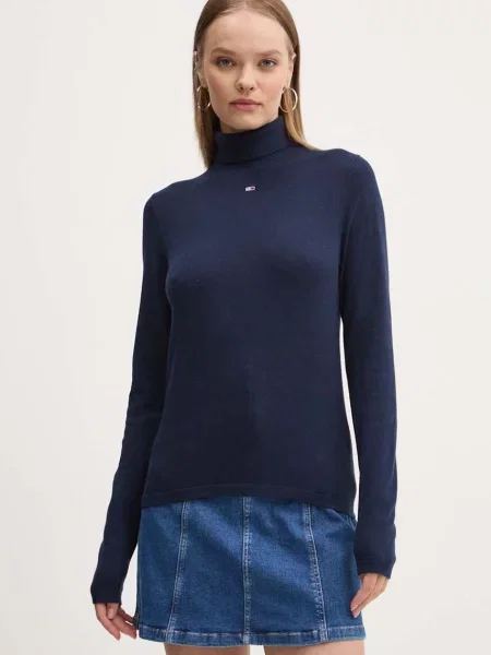 Tommy Jeans sweter granatowy z golfem