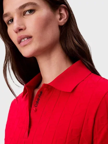 Жаккардовое джинсовое платье Calvin Klein Jeans красное