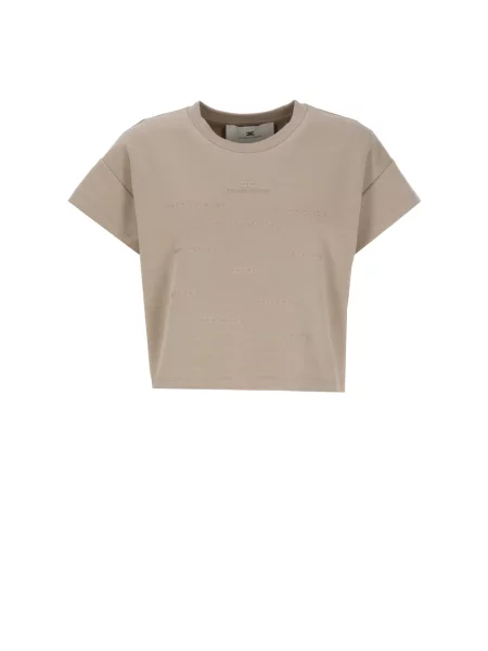 Koszulka Elisabetta Franchi z krótkim rękawem beżowa