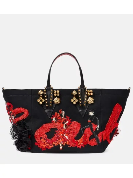 Torbica Christian Louboutin z vezenjem črna