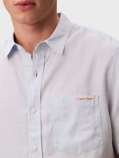 Лляна класична джинсова сорочка Calvin Klein Jeans блакитна