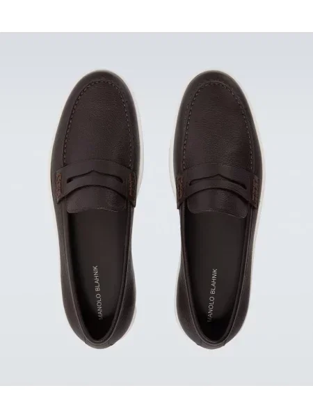 Pantofi loafer Manolo Blahnik din piele maro