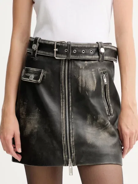 Gestuz fustă de piele mini creion negru