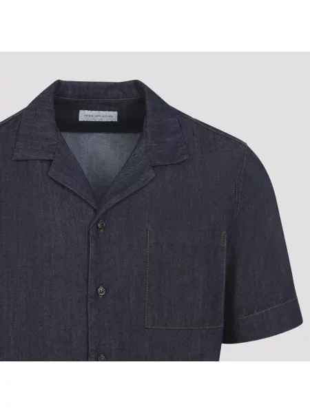 Krótka koszula z krótkim rękawem Dries Van Noten z krótkim rękawem niebieska