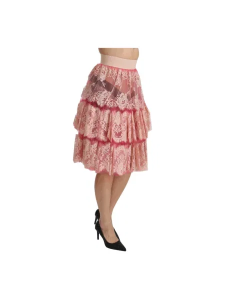 Spódnica Dolce And Gabbana z wysoką talią różowa