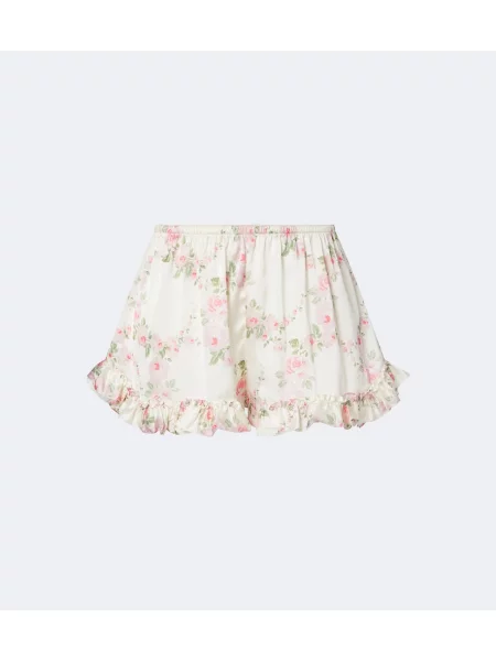 Pantaloni scurți Simone Rocha cu model floral cu volane bej