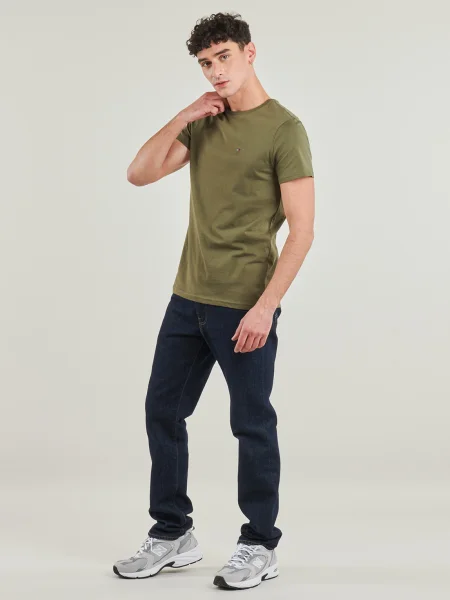 Tricou Tommy Jeans din jerseu kaki