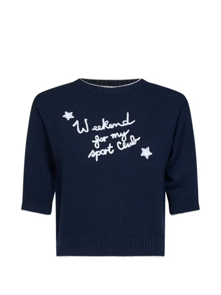 Scurt pulover Weekend Max Mara cu broderie albastru