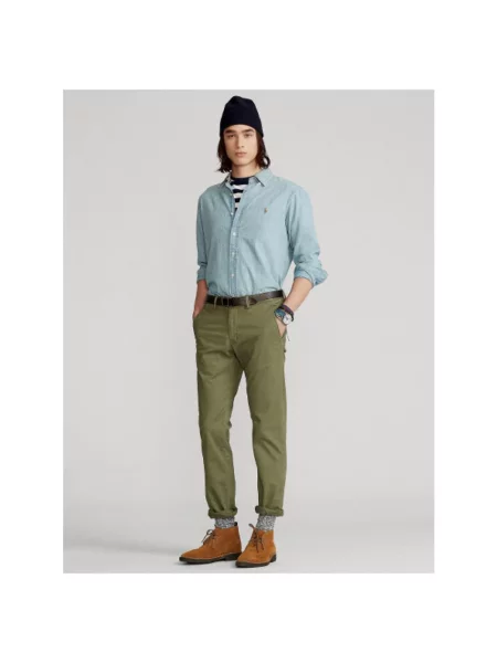 Сhinosy Polo Ralph Lauren z logo zielone