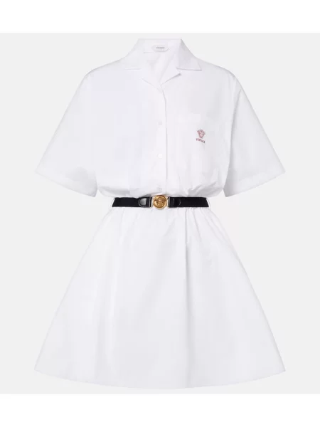 Cu centură rochie Versace din poplin alb