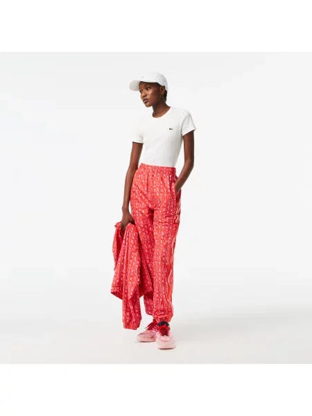 Lacoste Spodnie Dresowe Active Z Nadrukiem Straight Fit czerwone