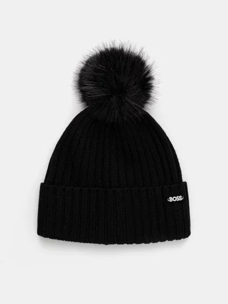 BOSS căciulă de lână negru