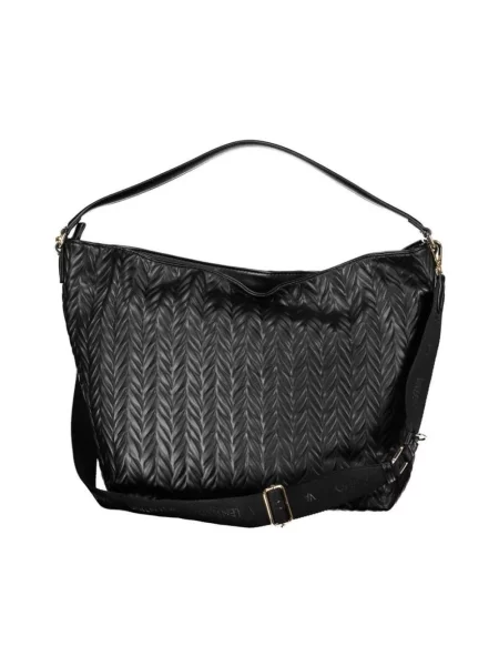 Lniana torebka hobo Valentino By Mario Valentino czarna