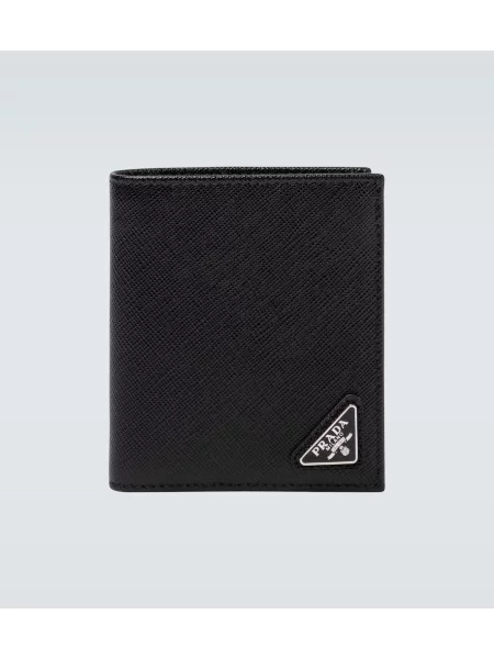 Usnjena denarnica Prada črna