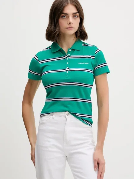 Класическа тениска Guess Jeans зелено