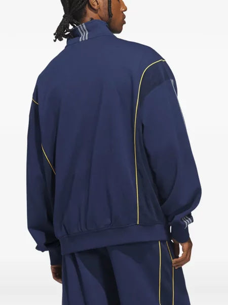 Csíkos kötött galléros póló Adidas fekete
