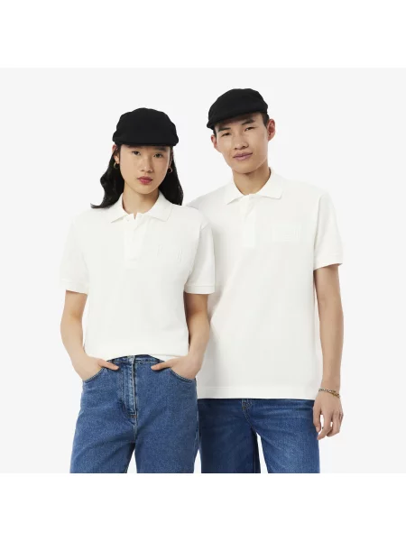 Lacoste Koszulka Polo Classic Fit Z Tłoczonym Logo biały
