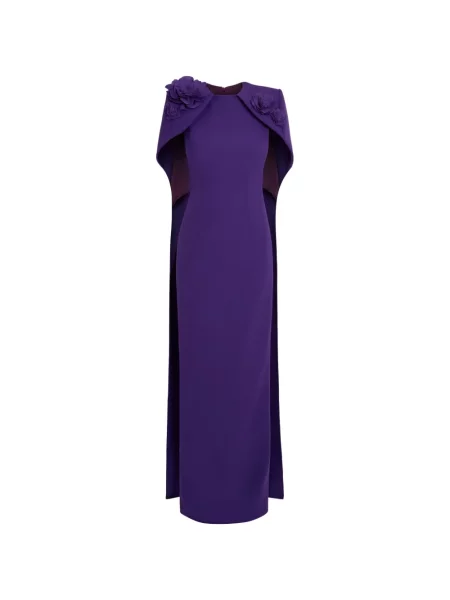 Rochie maxi Safiyaa cu model floral cu aplicații violet