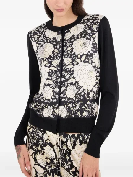 Cardigan Roberto Cavalli cu model floral negru