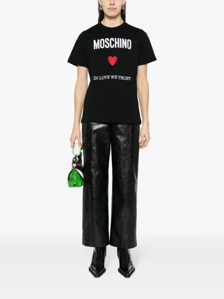 Raštuotas marškinėliai Moschino juoda