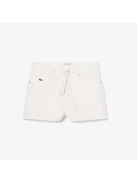 Lacoste Denimowe Szorty Wide Leg białe
