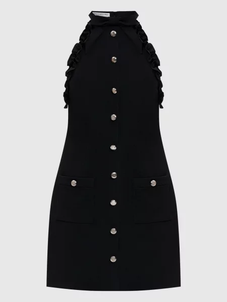 Сукня міні з вовни з рюшами Alessandra Rich чорна
