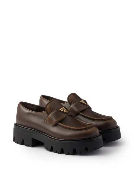 Pantofi loafer Prada cu platformă maro