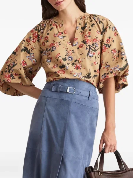 Top Tanya Taylor cu model floral cu imagine