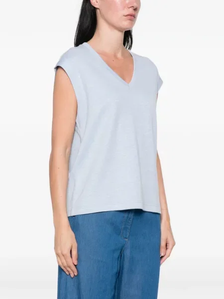 Tricou Maison123 cu decolteu în V albastru