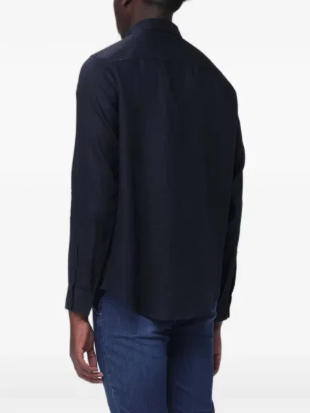 Λινό πουκάμισο Emporio Armani μπλε