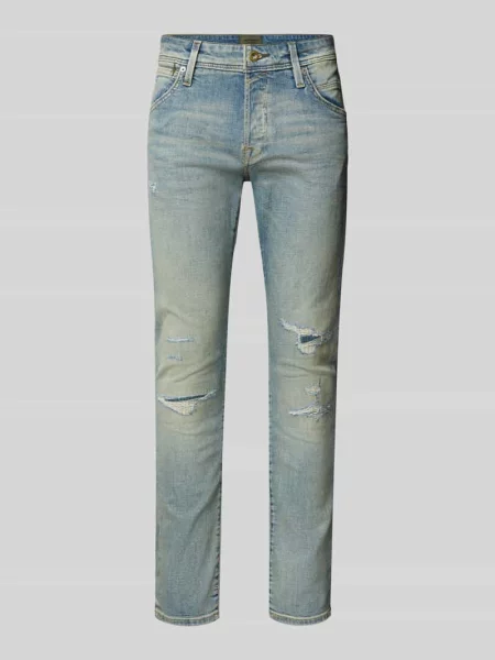 Jeansy o kroju slim fit z prążkowaniem model ‘Glenn’ Jack & Jones niebieskie