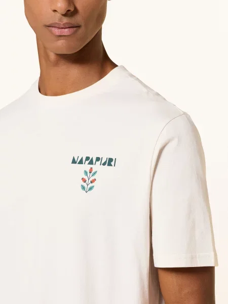 Napapijri Tričko Swhol krémová / oranžová / tmavě zelená