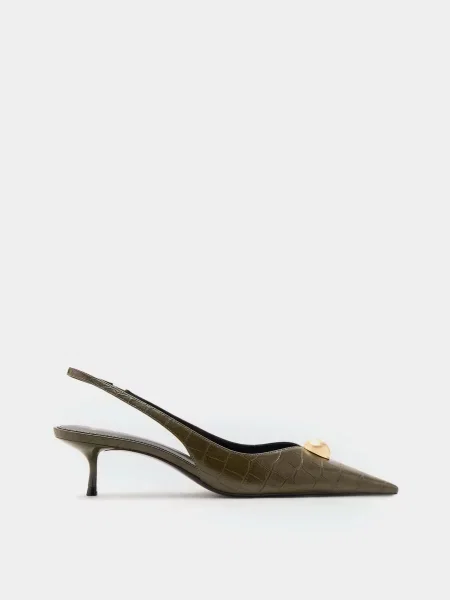 Туфлі-човники MANGO поліуретан хакі