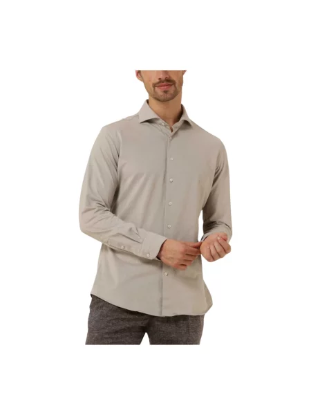 Profuomo Koszula Japanese Knitted Slim Fit beige beżowa
