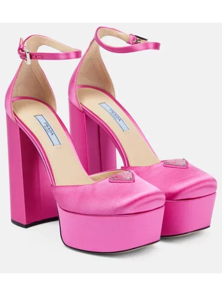 Satenaste salonarji Prada s platformo roza
