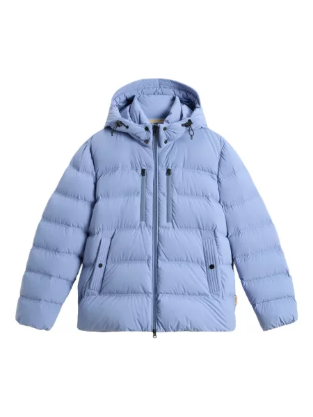 Geacă cu puf Woolrich cu glugă stretch albastru