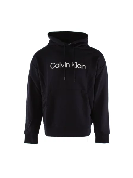 Bluza z kapturem Calvin Klein z kapturem niebieska